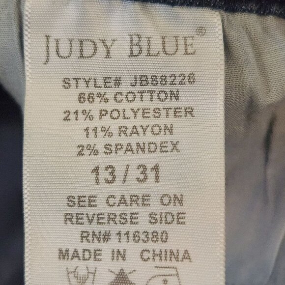 Judy Blue Relax Fit Mid Rise Skinny Jeans Mineral Blue Bleach Splatter Size13/31 - Picture 10 of 10